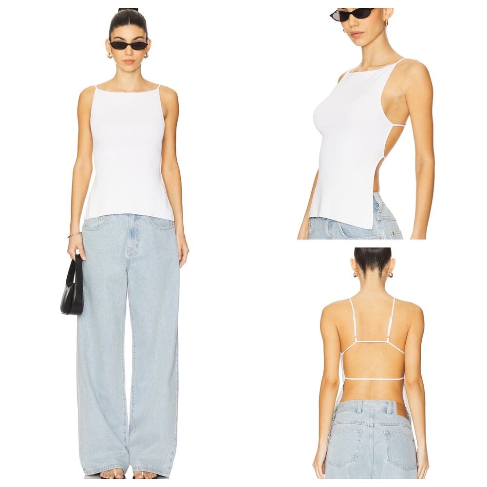 WEWOREWHAT High Neck Backless Tank Top Size XS in Gray Knit Ribbed